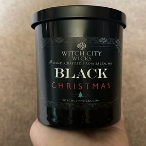 Witch City Wicks Single Wick Candle, Black Christmas.